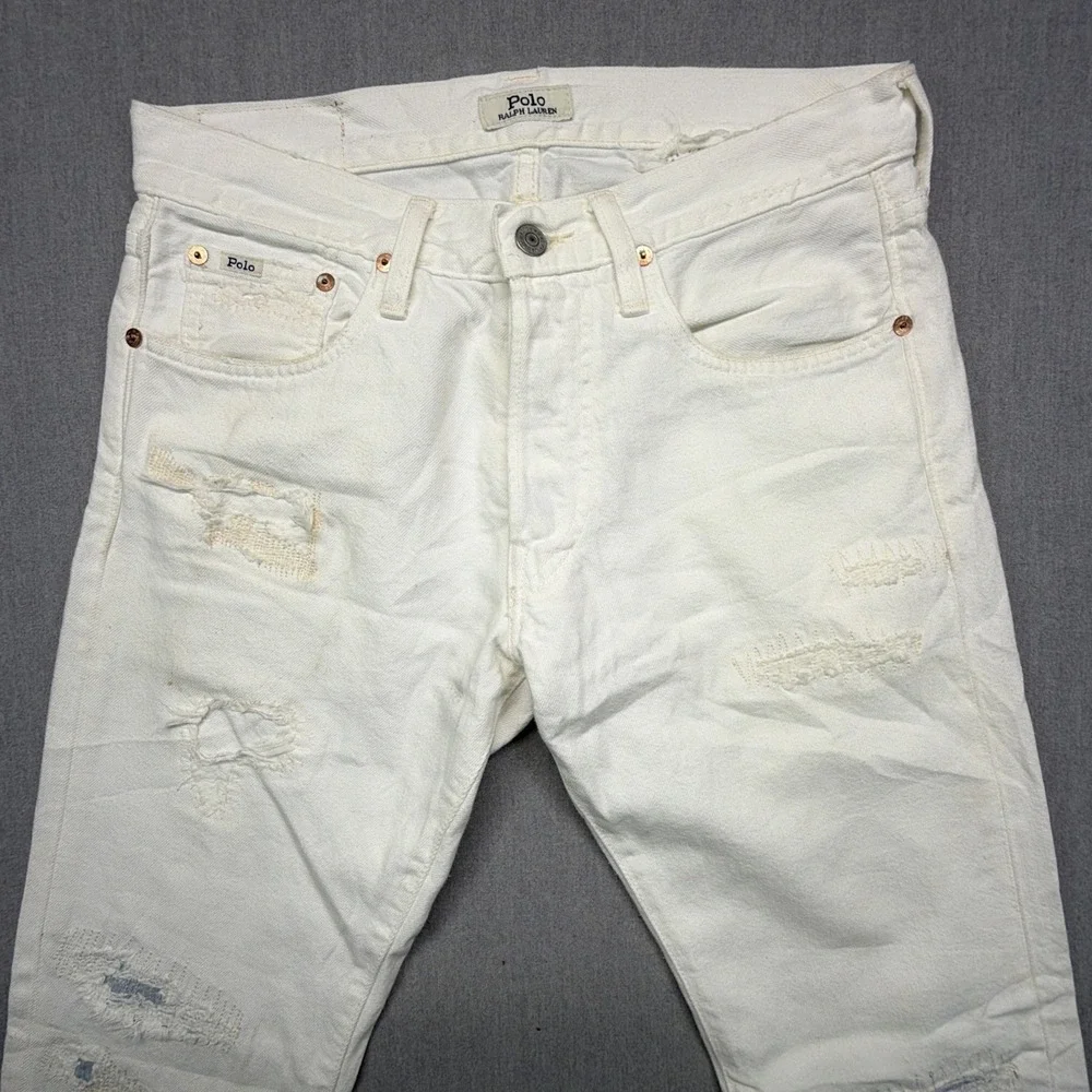 Polo Ralph Lauren The Sullivan Slim Jeans 28x30 (Fits 30x30) White Distressed